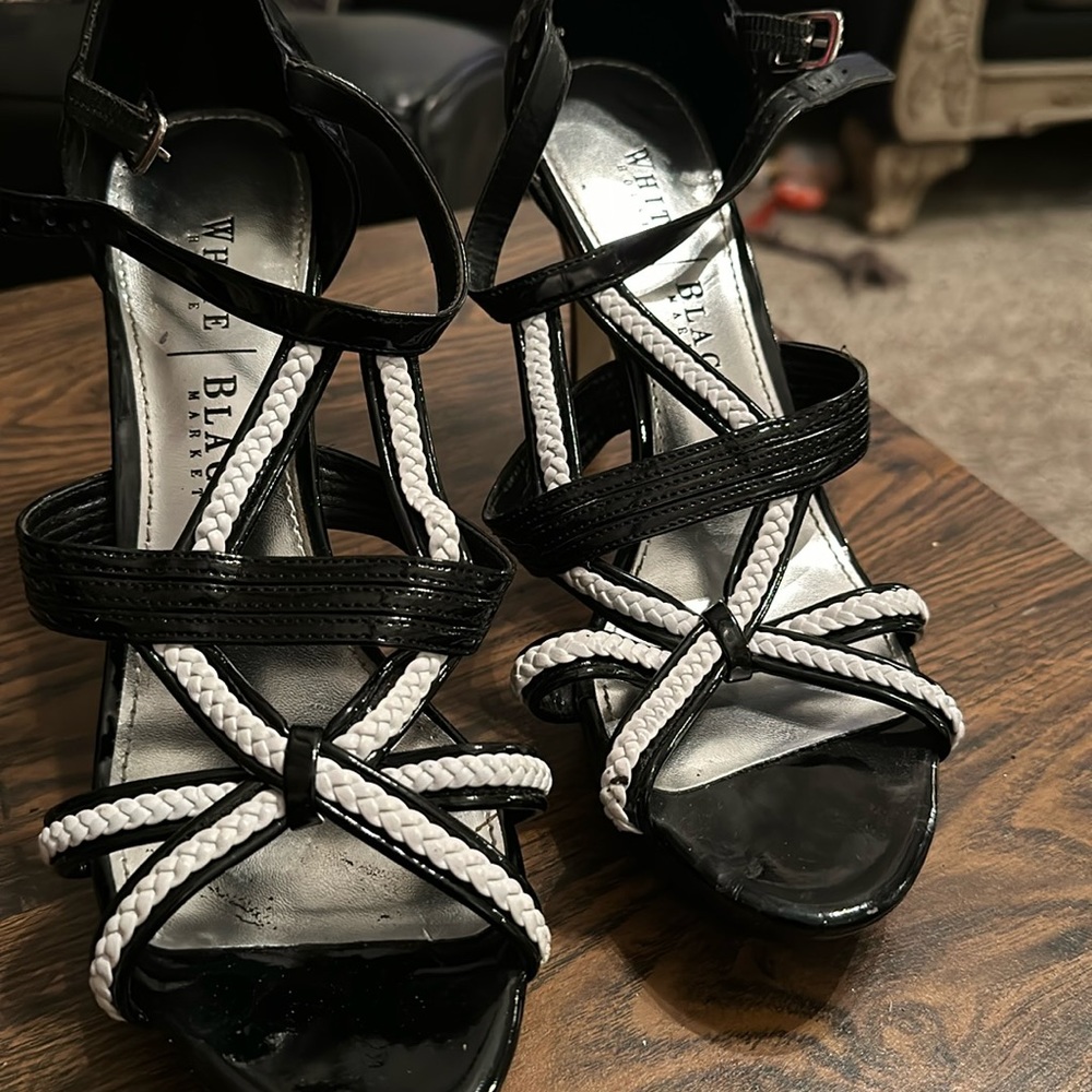 Black and white sandals